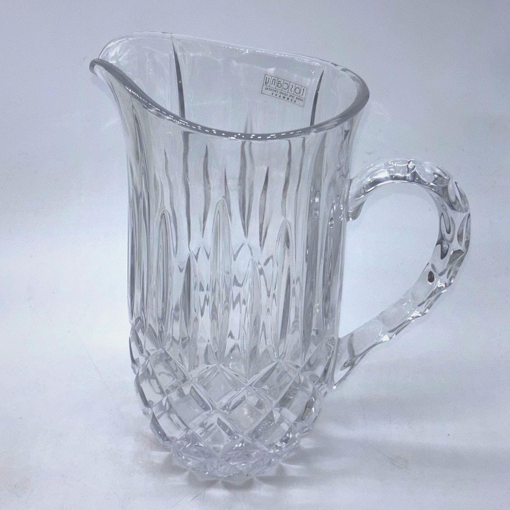 NEW Toscany Lead Crystal Pitcher Thumbprint Handle 9 1/2" Tall Sticker‎ Germany